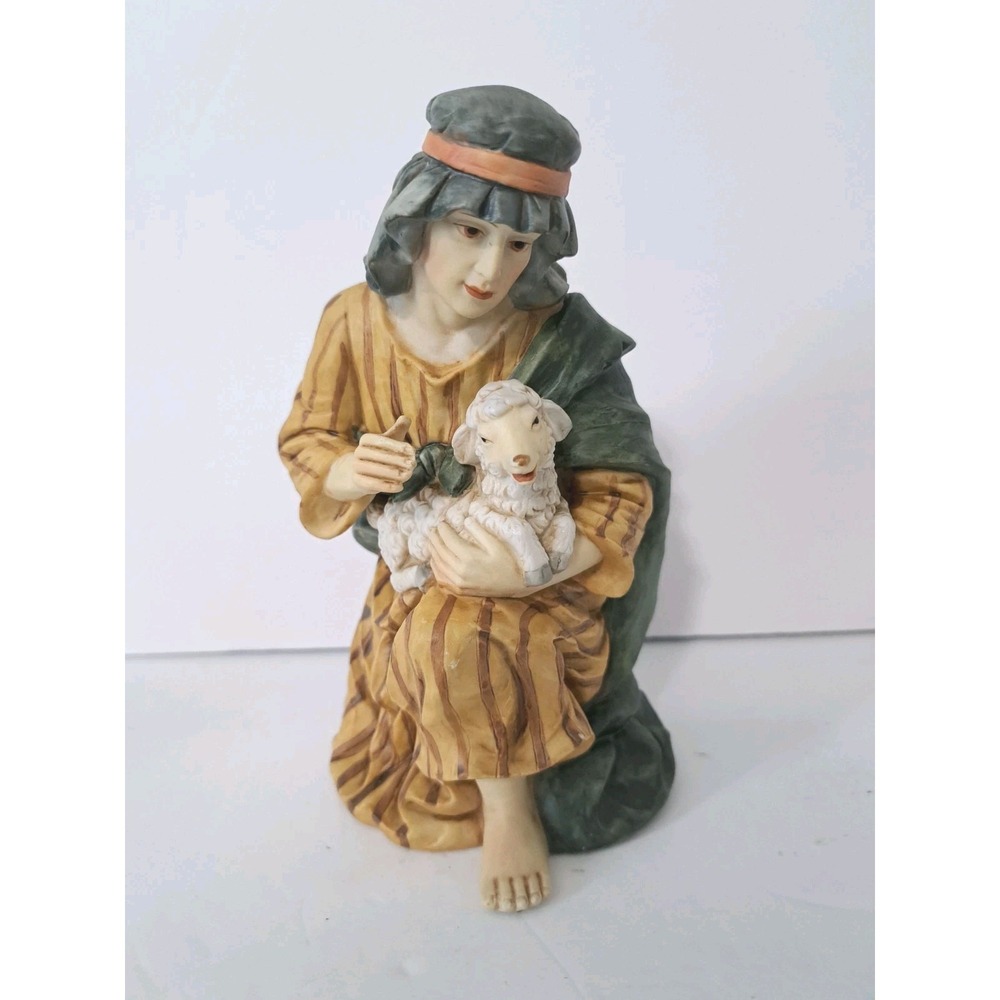 O'WELL Porcelain Kneeling  SHEPHERD with LAMB Replacement  NATIVITY‎ FIGURINE 7"